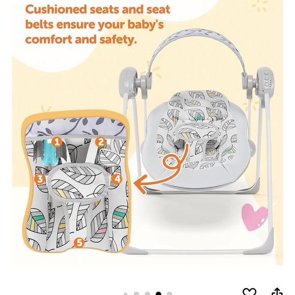 Leaf Pattern Baby Swing- Used Once - Picture 5 of 6